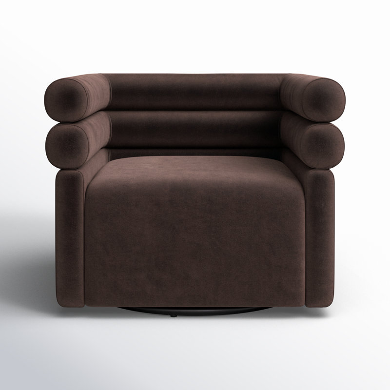 Evie Swivel Chair-Hampton Cream, Surrey Cocoa Cotton Blend