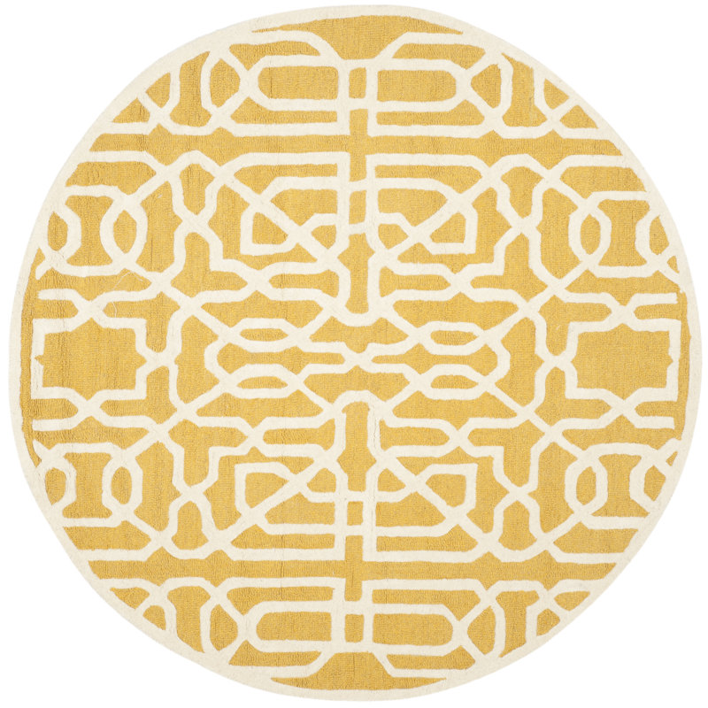 Cannen Hand Tufted Wool Geometric Rug, Round 6'
