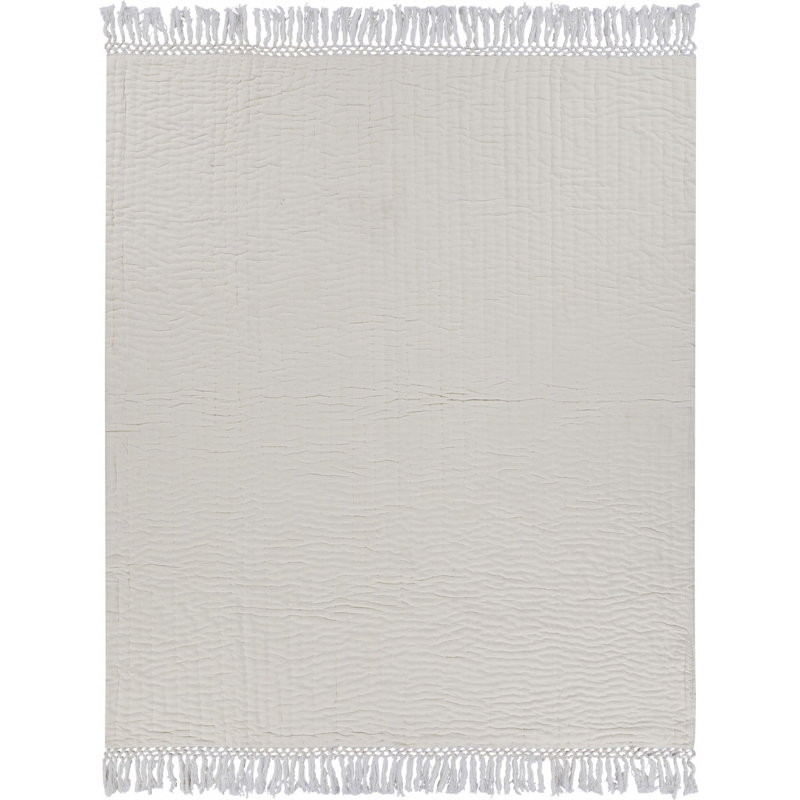 Jeté en coton tissé uni, Crème, crème