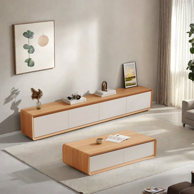 Meuble télé et table basse en hévéa