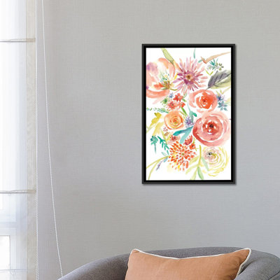 «Floating Florals II», reproduction de peinture à l'aquarelle sur toile tendue
