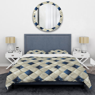 Blue White Argyle Glam - Glam Duvet Cover Set