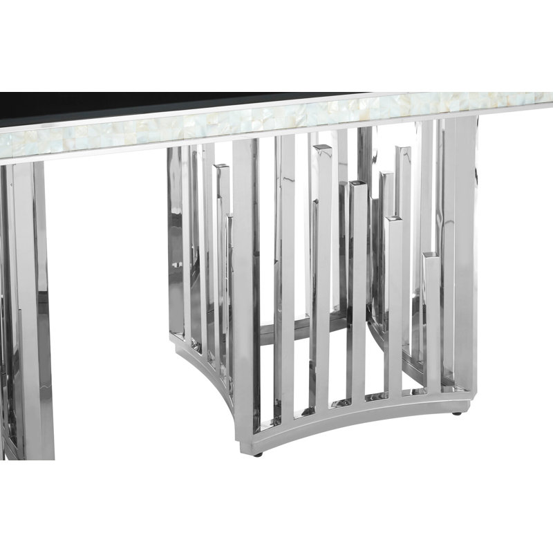 Glass Top Metal Base Dining Table