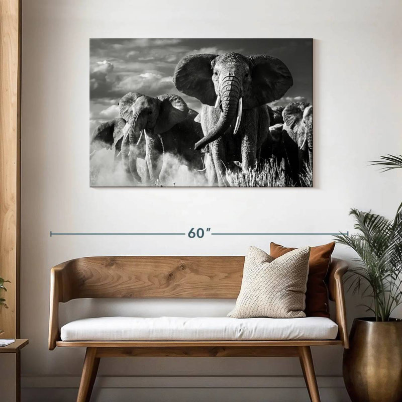 Brampt Elephant Sunset March, 30" H x 45" W