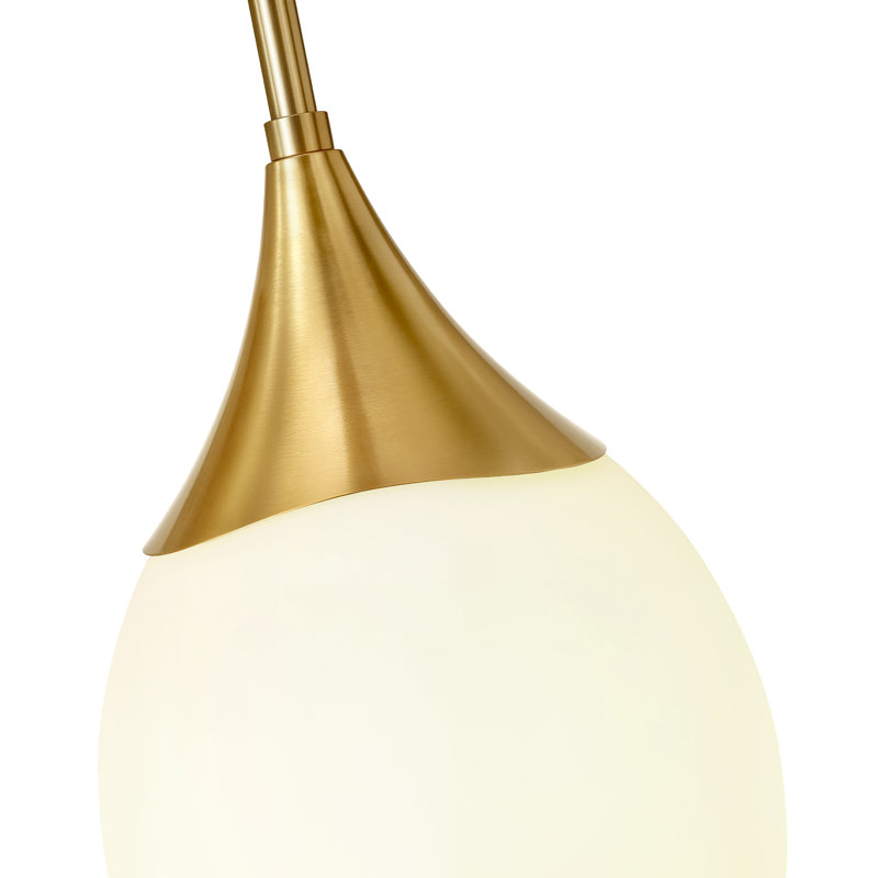  Luminaire suspendu moderne en verre 1 lumière, H 10,16 po x l 6,3 po x P 6,3 po, Or brossé