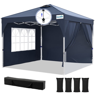 Abri instantané à hauteur ajustable avec abri à pression réglable 10 x 10 pi, abri de jardin portatif pour fêtes, marché, camping, bleu foncé Quictent