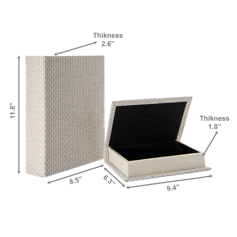 Haight Woven Fabric Storage Book Set Of 2 Beige, Beige