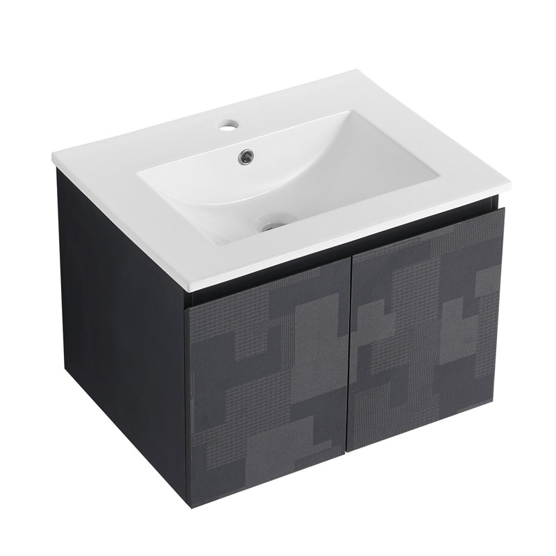 Meuble-lavabo flottant mural avec lavabo en céramique