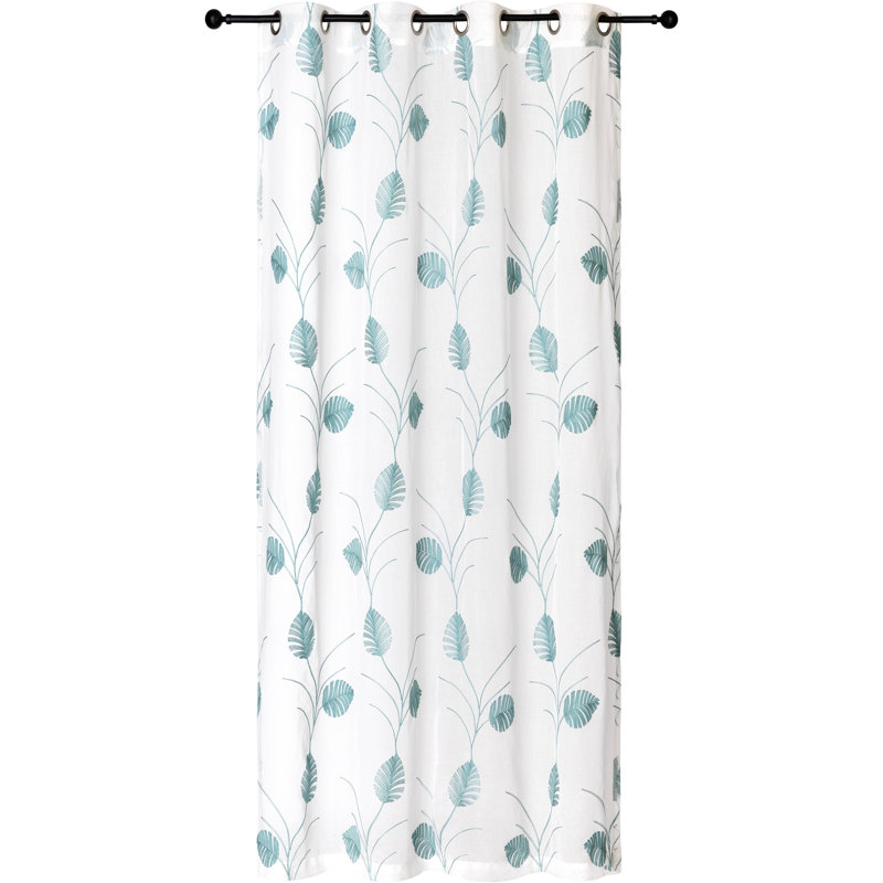Semi Sheer Curtain Single Panel, Aqua