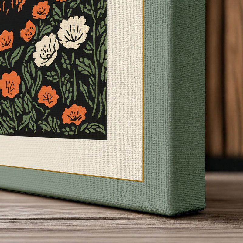 Clifftop Wildflowers Coastal - Wrapped Canvas, 36x24 - 91.4 x 61.0 cm, Sage Border