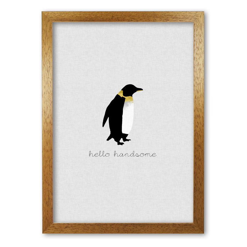 Hello Handsome Animal - Print, Honey Oak Frame, 85 cm H x 60 cm W x 5 cm D