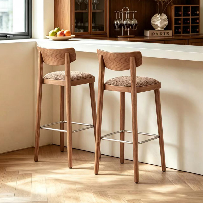 Chaise d'appoint à dossier bas en noyer (ensemble de 2), 29.53"
