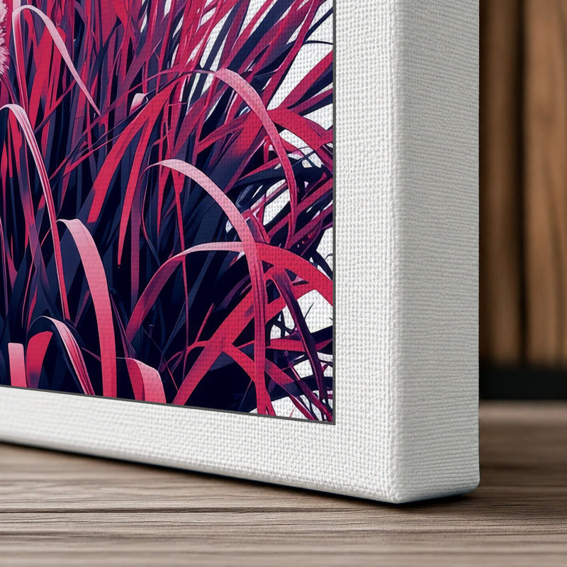 Burgundy Plume Grass Botanical - Wrapped Canvas, 18x12 - 45.7 x 30.5 cm, White Border