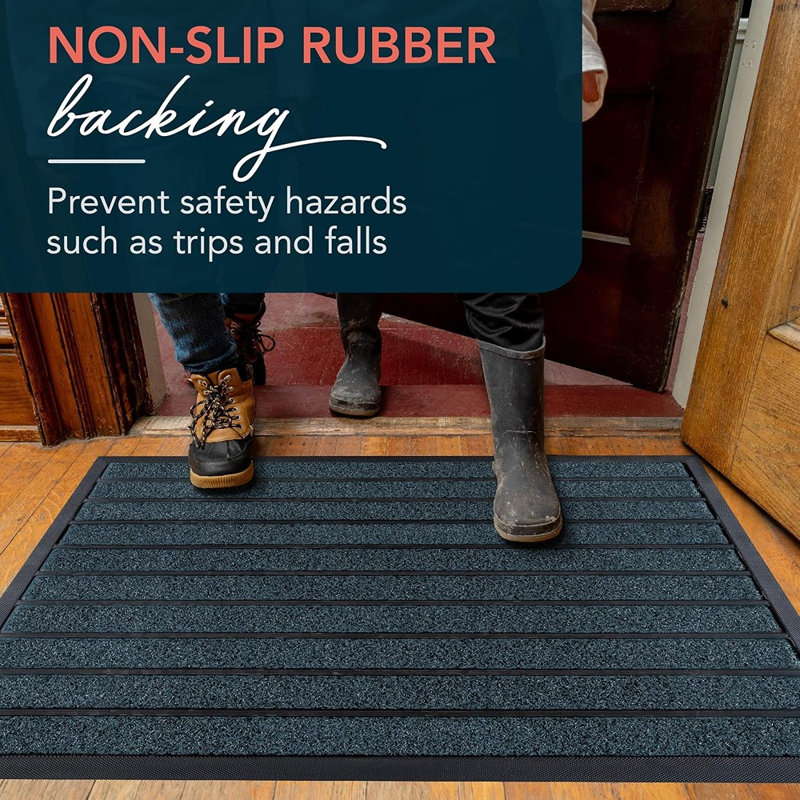 Tapis d'entrée extérieur ultra-résistant, antidérapant, bleu vif