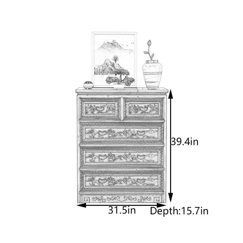 Carved Flower Entryway Cabinet