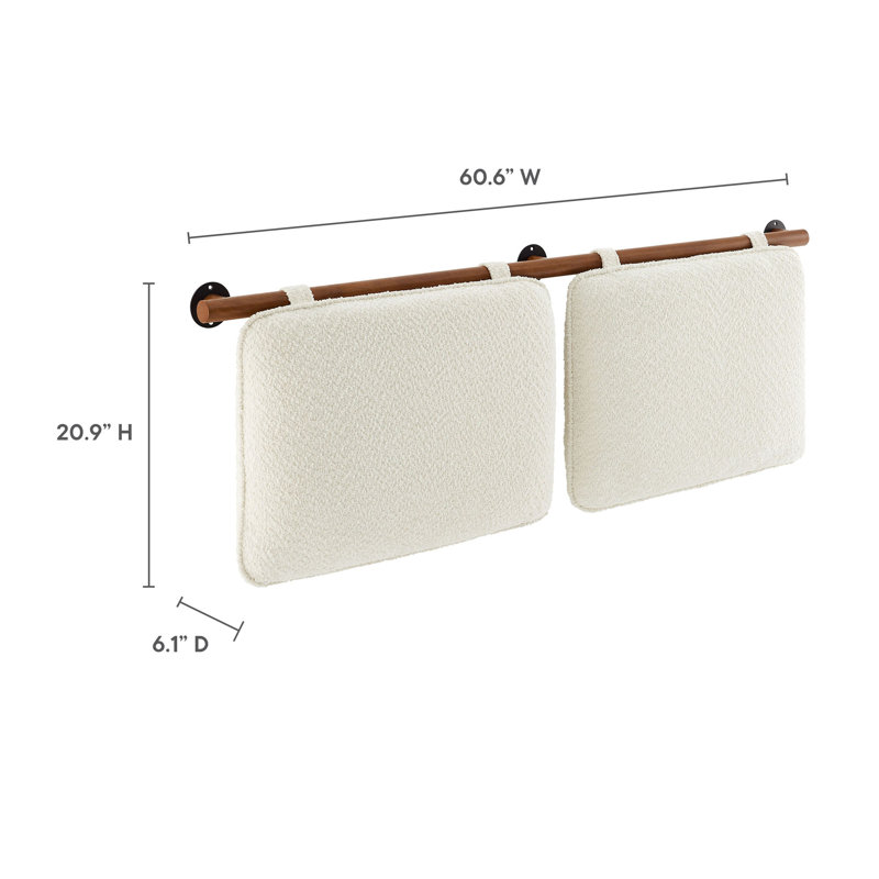 Tête de lit tapissier Anela, Noyer / crème, Grand