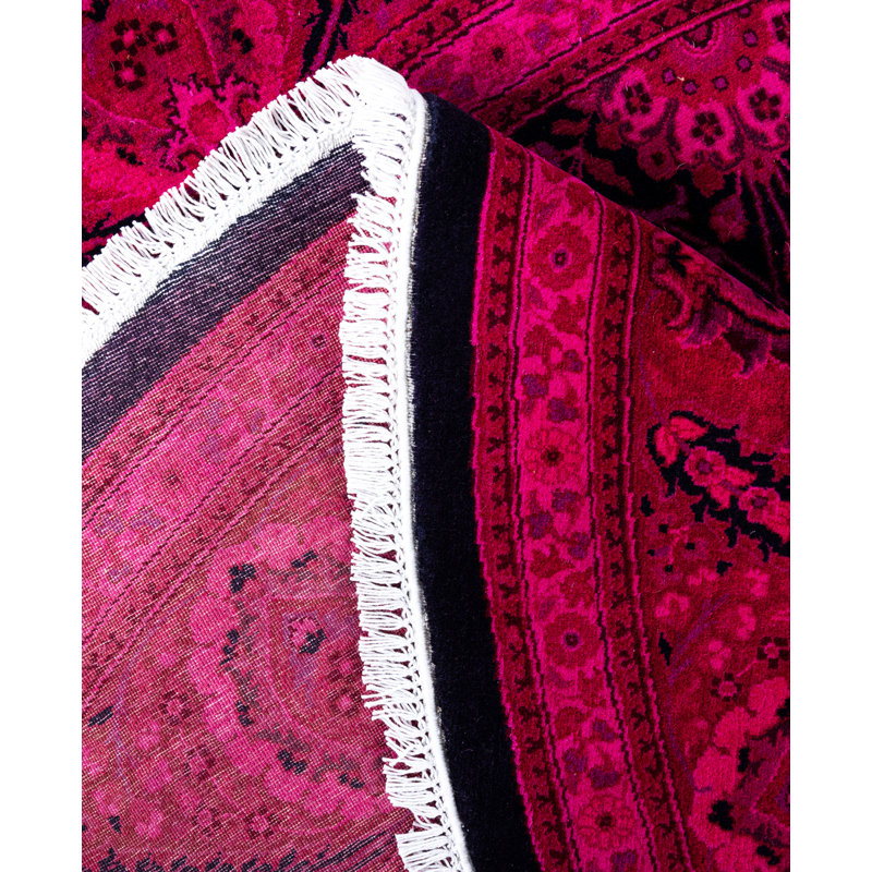 Overdyed Hand-Knotted Wool Modern-Contemporary Pink Area Rug 7' 1" x 7' 1"