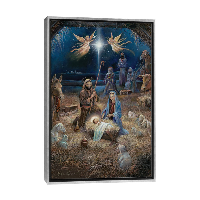 «Silent Night», reproduction d'art sur toile encadrée, Argent argent, Impression encadrée sans passe-partout