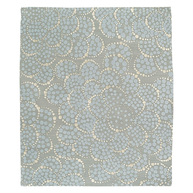 Effervescence Polka Dots Area Rug in Beige/Blue/Gray, Rectangle 3' x 5'