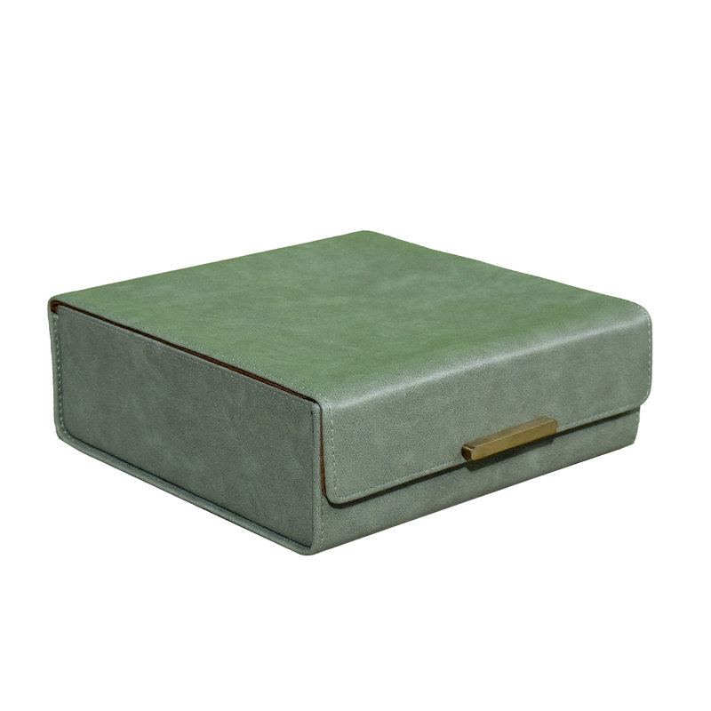Leather Jewelry Box for Him, Moss Green