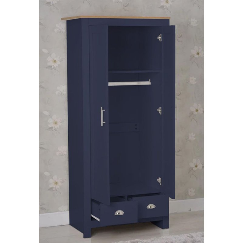 Annieruth 2 Door Manufactured Wood Wardrobe, Blue/Oak