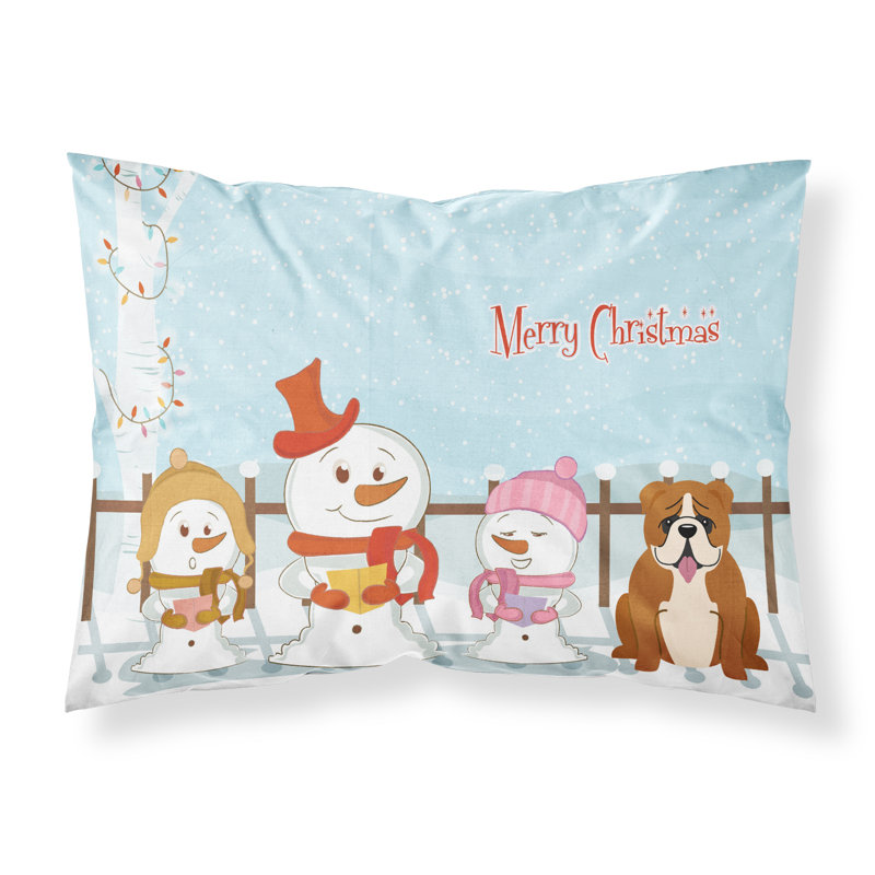 Taie d'oreiller Merry Christmas Merry Christmas, Bouledogue anglais roux / blanc et choristes