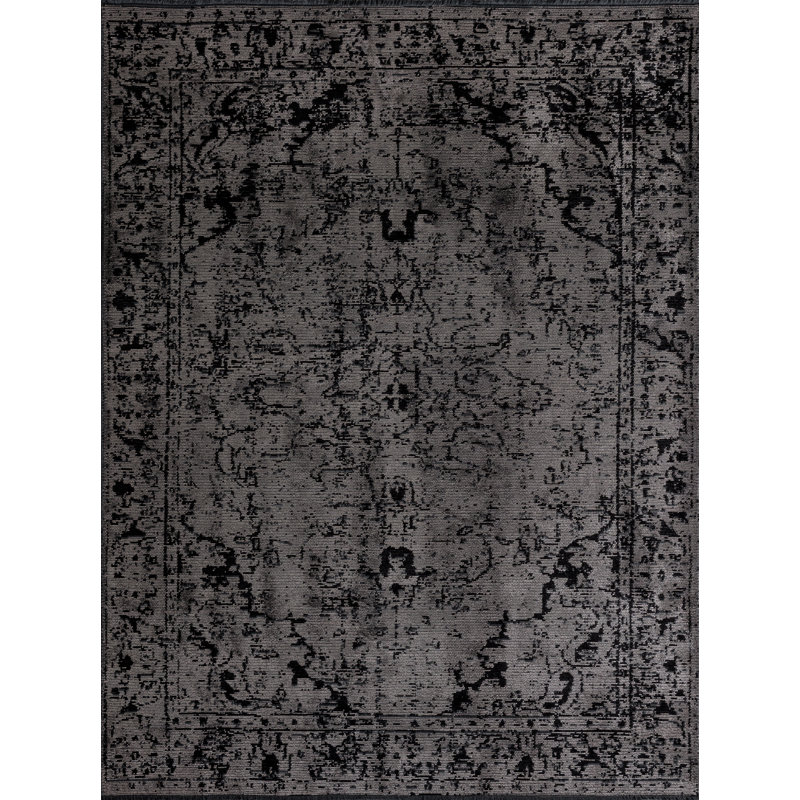 Tapis oriental gris / noir Rapture, Rectangle 7 pi 10 po x 9 pi 10 po