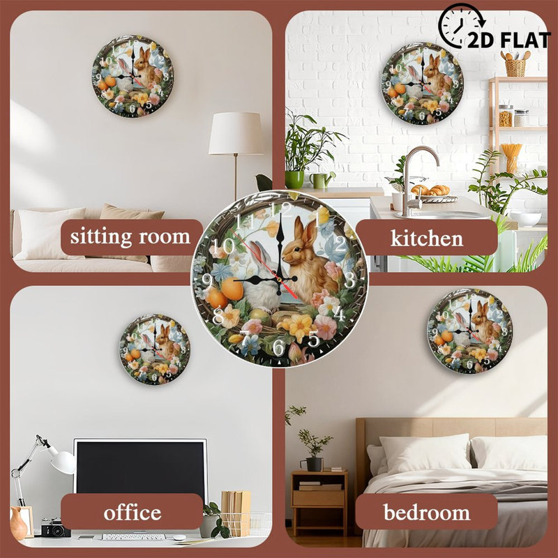 Horloge murale en bois 10 po, mouvement silencieux, à piles (piles AA non incluses), décor artistique, parfait pour les décorations