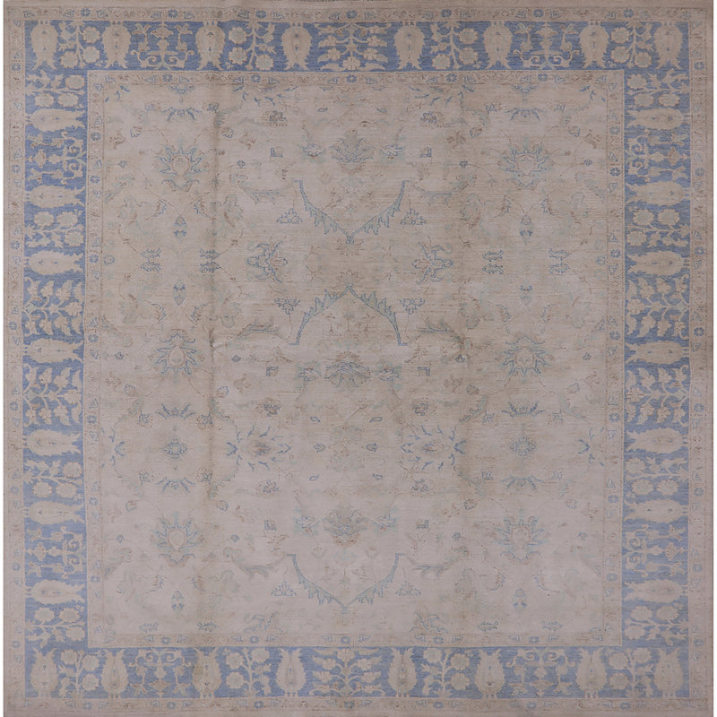 Tapis oriental brun / bleu Gidget, Carré 7 pi