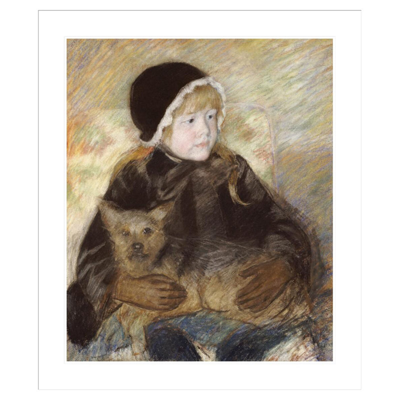 «Elsie Cassat tenant un gros chien» par Mary Cassatt, impression giclée encadrée, 39.01" H x 33.5" W