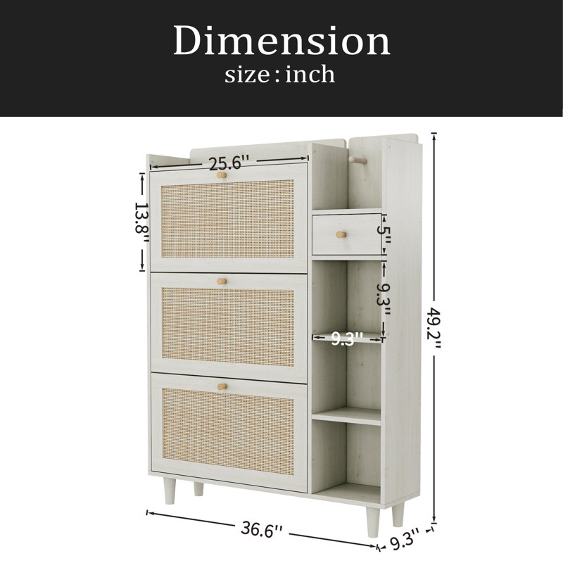 Armoire à chaussures de style bohémien, Range-chaussures, Blanc antique