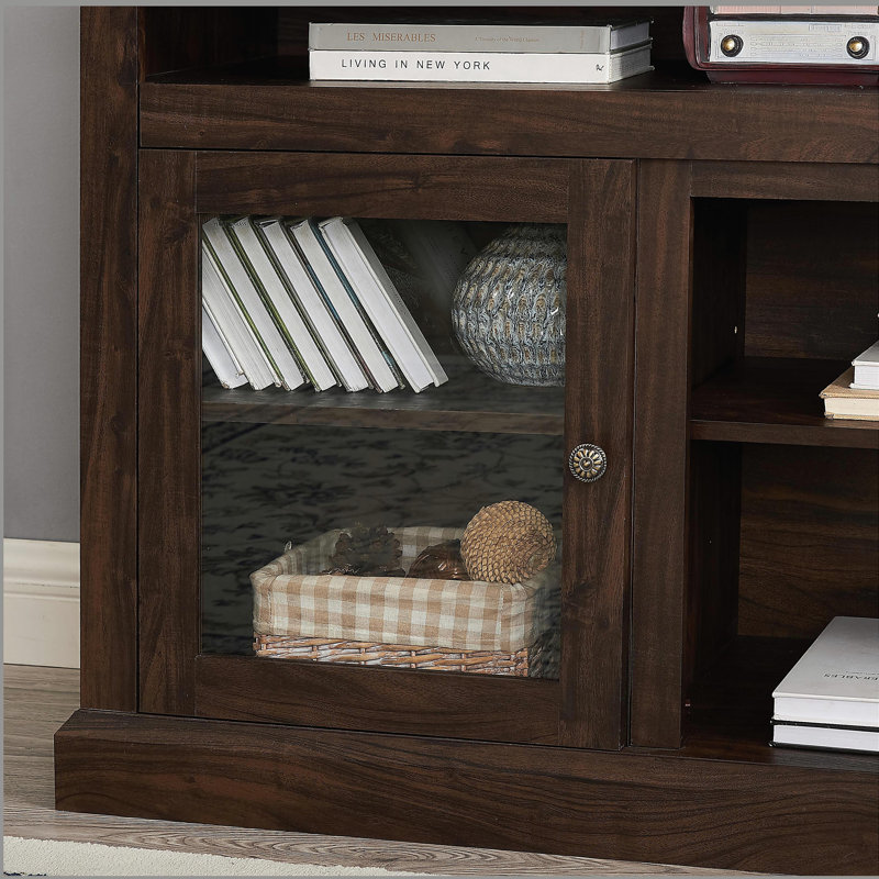 Meuble télé moderne pour téléviseur de 65 po ou moins, meuble télé avec console en verre
