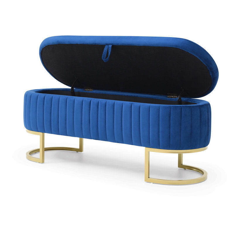 Storage Bench Bedroom Bench, Velvet Oval Upholstered End Of Bed Bench With Golden Metal Legs,50"Modern Storage Ottoman Bench For Bedroom, Living Room,Entryway,Window