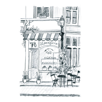«Italian Street S croquis I» par June Erica Vess - reproduction d'art sur toile tendue