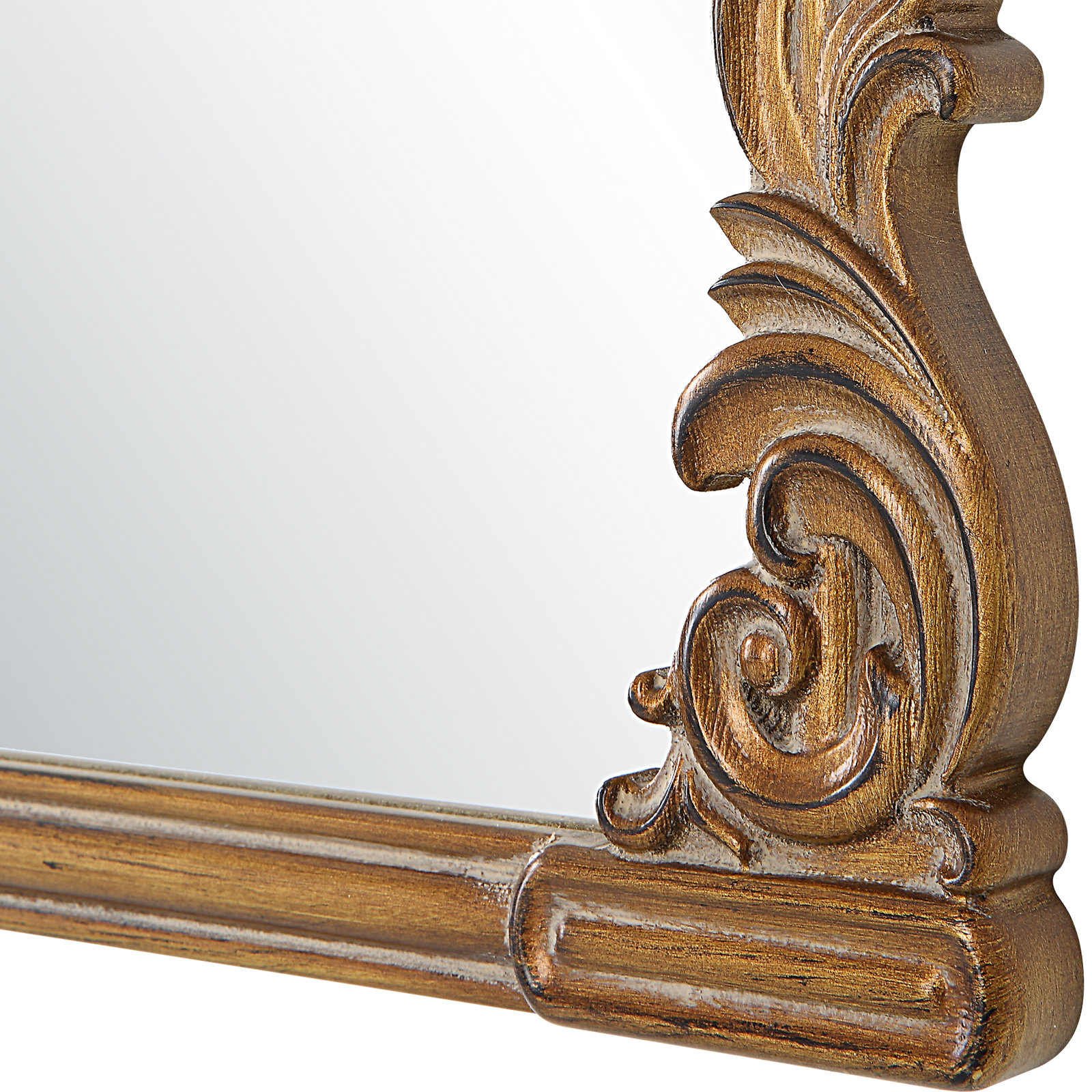 Keith Engineered Wood Wall Mirror, 28" H x 38" W, Antique Gold, Horizontal