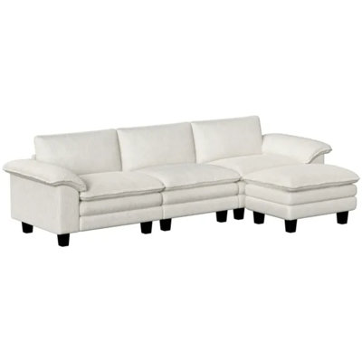 Sectional Sofa, L Shaped Couch With Deep Seat, Movable Ottoman And Pillow-top Armrests