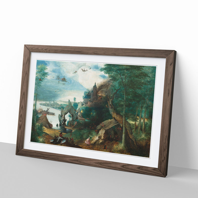 The Temptation of Saint Anthony by Pieter Bruegel the Elder - Picture Frame Painting, Walnut Framed, 48cm H x 65cm W x 2cm D