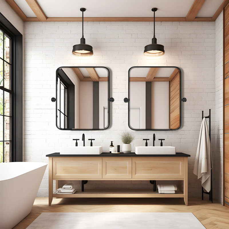 Miroir mural Orth, 36 po x 24 po, Noir