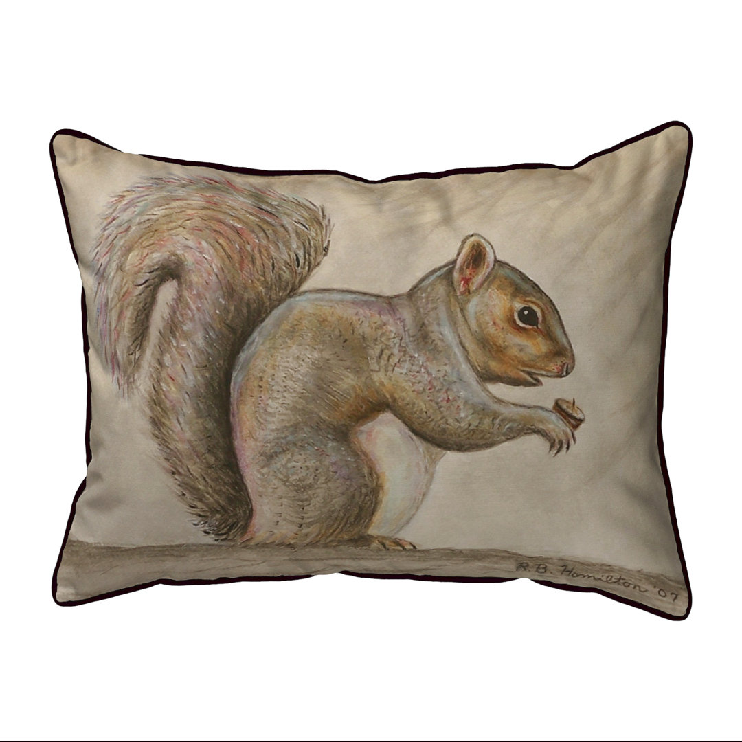 Lodge Squirrel Indoor/Outdoor Lumbar Pillow Betsy Drake Interiors