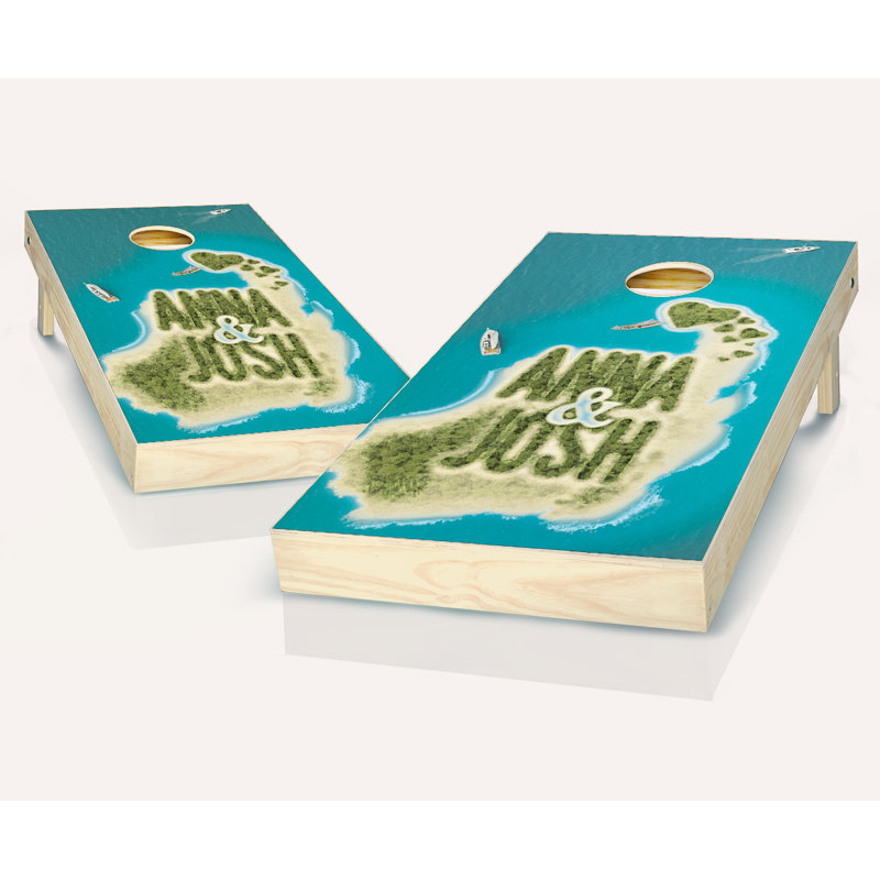 Ensemble de cornhole en bois massif 2 'x 4' avec sacs, Rouge / jaune