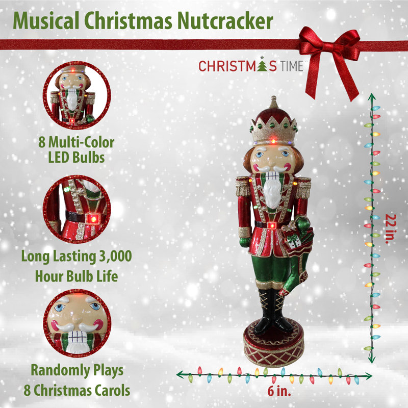22-Inch Musical African American Nutcracker with LED Lights