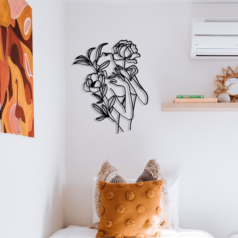 Élégant accessoire mural décoratif en métal noir, 15,8 po x 19,7 po | Fabrication 100% métal, épaisseur: 0,05 pouce | Parfait pour la décoration intérieure, l'esthétique moderne et l'art mural unique