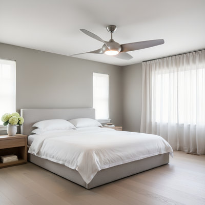 Ventilateur de plafond intérieur Terhune avec tige filetée, pales en ABS argenté et télécommande portable