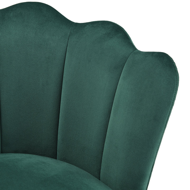 Fauteuil demi-tonneau en velours 28,35 po Willington, Velours vert foncé