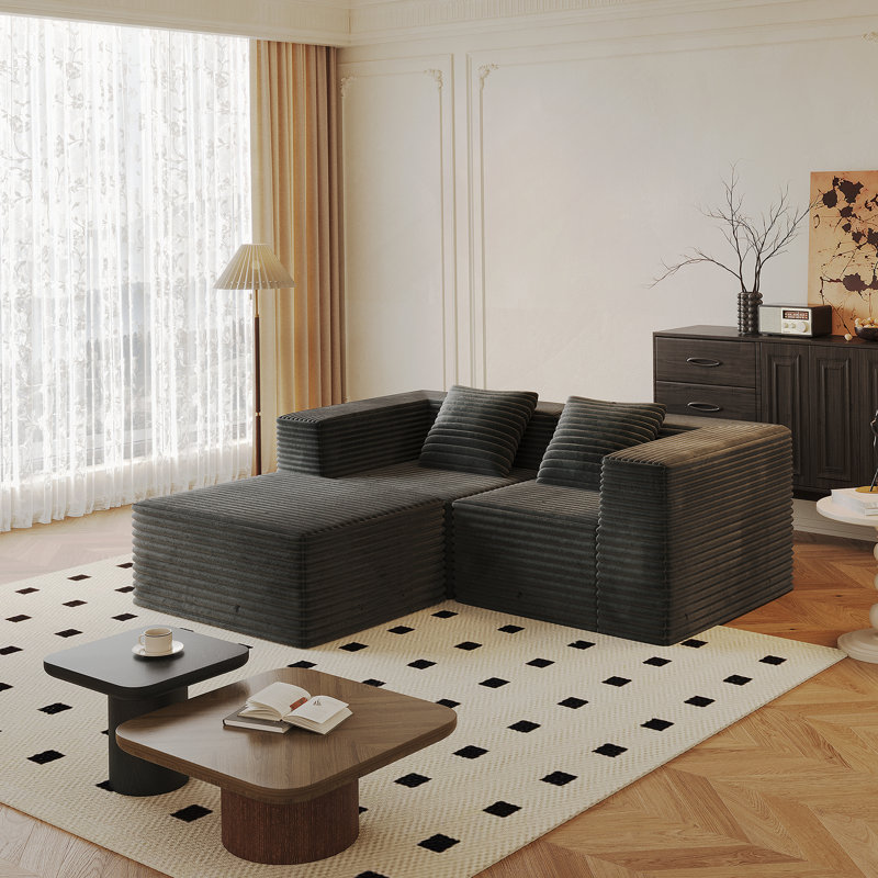 Canapé modulaire modulaire, canapé sans siège avec siège profond, mousse à mémoire de forme à haute densité, canapé à compression pour le salon, aucun assemblage requis, gris (siège 2 * et repose-pieds 1 *)