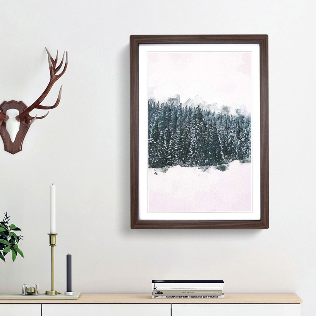 Fir Tree Forest in Winter in Abstract - Picture Frame Painting Print
