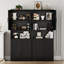 Armoire de cuisine noire avec portes et tablettes réglables, unité de rangement autoportante de 70 pouces de hauteur pour le salon, la salle à manger ou la salle de bain-558704320