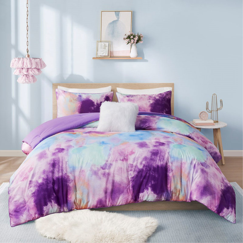 Ensemble d'édredon simple / simple TG, Édredon pour lit simple / simple TG + 3 pièces s, Mauve / Vert