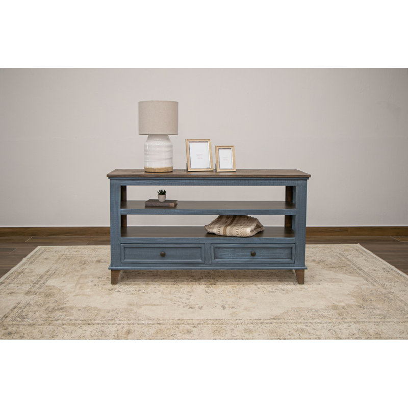 Capriana 54.75'' Solid Wood Console Table, Blue