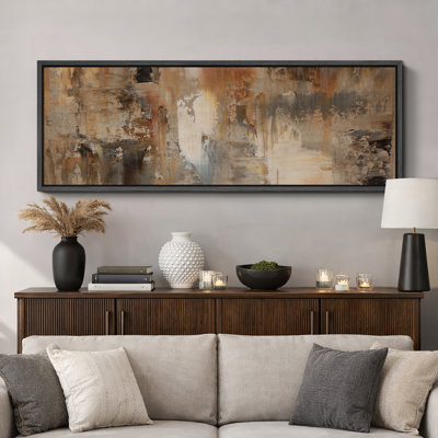 Abstract Soft Neutral Hues Composition - Pictures Extra Large Framed Canvas Print Wall Art